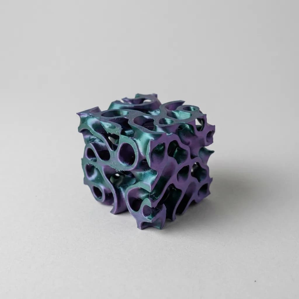 Foto: pieza impresa en Filamento Tri-Color Silk TRI COLOR SILK PLA BLUE+GREEN+PURPLE (2)